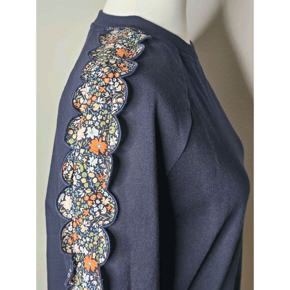 Boden Navy Women’s Sweatshirt Ruffle Sleeves Floral Design - Size 6 - Picture 3 of 13